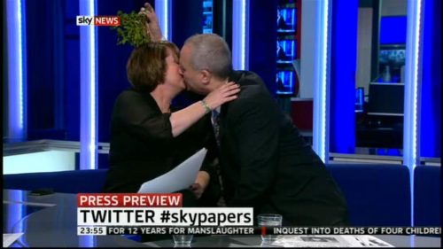 Iain Dale and Jacqui Smith share a Christmas kiss