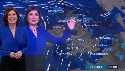 Helen Willetts presents Helen Willetts presenting the weather