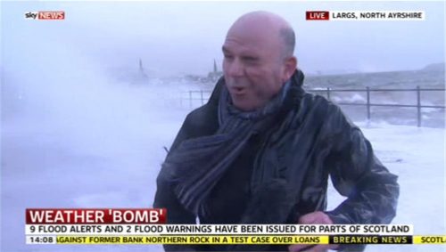 Sky’s James Matthews gets hit by a wave #WeatherBomb