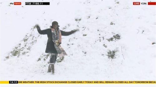 Video: Sky News Presenter Gillian Joseph playing in the snow