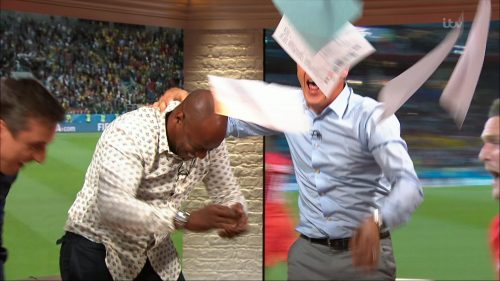 WATCH: Gary Neville, Ian Wright and Lee Dixon celebrate England’s win over Columbia