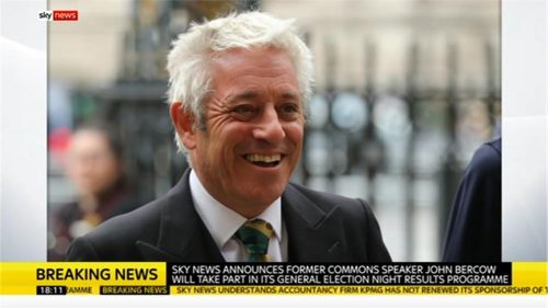Former HoC speaker John Bercow to join Sky News on election night