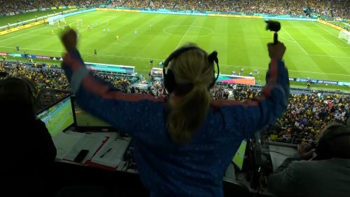 BBC commentators celebrate Emma Toone’s semi-final goal